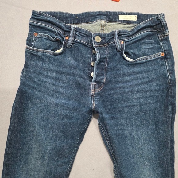 AllSaints Cigarette Skinny Jeans Dark Indigo Wash Button Fly Denim W30 Mens - Picture 2 of 8
